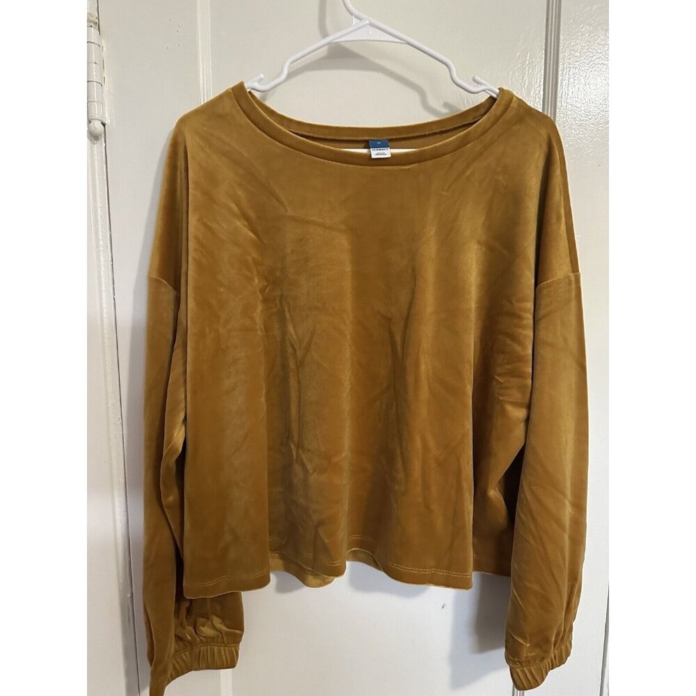 Old Navy Dark Yellow Velour Pullover Sweater Size XL